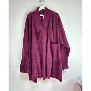 Isabella Womens Large Plum Cape Jacket Cardigan Open Front Lagenlook Pockets New